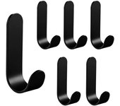6 Piezas Colgador Toalla Baño Adhesivo,Perchero Pared Negro,Ganchos Adhesivos,Ganchos Adhesivos Acero Inoxidable,Gancho Adhesivo,para Baño,Cocina,Dormitorio,Acero Inoxidable,Negro