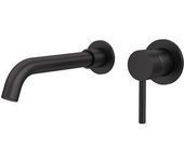 Grifo Lavabo Negro Mate Empotrado | Grifo Lavabo Monomando, Mezclador Agua Fría y Caliente, Ahorro de Agua | Instalación Fácil | Latón, Inoxidable, Redondo 21cm, Guadiana Series