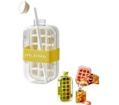 Cubitera portátil con tapa y recipiente, 500/800 ml, sin contacto, fácil de liberar, perfecta para café, jugos y bebidas.