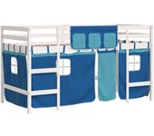 vidaXL Cama alta para niños con cortinas madera pino azul 80x200 cm