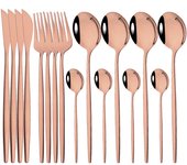 SSITO 16PCs Cuchillo, Cuchillo, Cubierta Juego de Vajilla de Cena de Maple Inoxidable Rosa