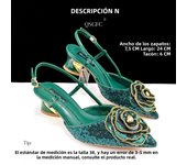 QSGFC Shiny Gold Color Shoes and Bag Elegant Handbags and Medium Heel Shoes Beautiful Handmade Flowers For Wedding Party