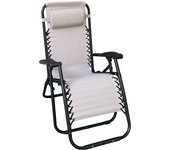 Silla Tumbona Hamaca Plegable Reclinable de gravedad cero y resistente para Playa, jardín, terraza - Hamaca Multiposiciones de Metal con cojín reposacabeza - Kmt Style