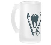 MERCHANDMANIA JARRA CERVEZA CRISTAL logo dentista profesion dientes medico esmerilada esmerilado 500ml