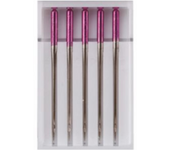5 AGUJAS JANOME PUNTA DE BOLA (CABEZA ROSA)