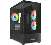CAJA GAMING SHARKOON MK6 RGC MICRO ATX NEGRO 3XVENT 120MM 2XUSB SN FUENTE