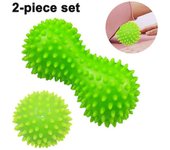 Spike Peanut Roller & Hedgehog Foot Massage Ball Set-Use ideal en textil muscular Profundo, Dot de activación y Liberación miofascial, fascitis plantar, conce