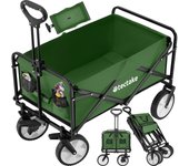 Tectake - Carrito de mano plegable León con freno, capacidad de carga 80 kg  Uso versátil  Con dos bolsillos de rejilla en la cara exterior  Estable estructura de acero con un práctico clip de sujeción para el asa telescópica