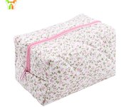 Bolsa de cosméticos con diseño floral rosa, bolsa de viaje con cremallera para el cuidado de la piel, bolsa de almacenamiento portátil, bolsa suave