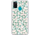 Funda compatible con Samsung Galaxy M21 - M30S  - Patron flores con fondo verde
