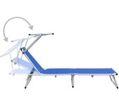 vidaXL Tumbona plegable con techo aluminio y textileno Azul, Negro, Rojo Sillas de Exterior Ideal para jardín, playa, piscina, terraza Tumbona Piscina Tumbonas Playa Tumbonas Jardín Exterior