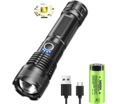 High Power 30W LED Flashlight 5 Lighting Mode Zoom Tactical Torch Type-C Rechargeable Outdoor Camping Hiking Emergency Lantern