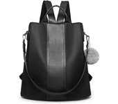 Mochila de Las Mujeres Mochila de Nylon Impermeable Ocasional del Bolso de Hombro con asa de la manija antirrobo, Negro