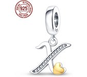 S925 Sterling Silver Heart Shape Letter Pendant Series Charms Fit Original Pandora Bracelet For Women Birthday Fine Jewelry Gift
