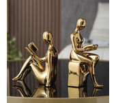 Modern 1Set/2Pcs Ceramic Girl Figure Book BlockBook Shelf Stopper Holder Bookend Home Desktop Study Room Ornament Sculpture