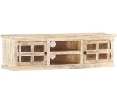 Mueble TV combinadoMueble para TV de madera maciza de mango blanco 130x30x36 cm