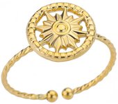 Anillo abierto geométrico hidráulico de acero inoxidable versión ancha para hombre y mujer, mismo anillo chapado en oro de 18k.
