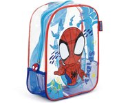 Mochila de Playa Spidey 31cm, Bolsa Playa Transparente con Rejilla Spidey Marvel, Mochila Infantil para Niños, Regalo Cumpleaños, Piscina, Camping, Campamento, Vacaciones, Color Azul