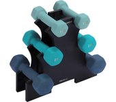 Set de Mancuernas de 1 a 5 Kg, Drumfit 400 DoubleNeo, Recubrimiento de neopreno, Diseño compacto y anti-rodamiento, Entrenamiendo de fuerza, movilidad, equilibrio y resistencia