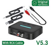 Receptor de Audio con Bluetooth 5,3, adaptador inalámbrico USB Estéreo de 3,5mm, AUX/RCA, compatible con reproducción USB para altavoces con cable/auriculares, Audio para coche