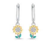 2023 100% 925 Sterling Silver Charms Hoop Earrings For Women Cubic Zircon Sunflower Earrings Elegant Birthday Jewelry Gifts