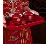 Change Mouth Set with a Pair of Dishes and Chopsticks, Red Joyful Bowls, Bridal Tea Set, Wedding Wine Cup