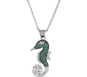White&Green Cubic Zirconia Crystal Cute Sea Horse Pendant Necklace Women Popular CZ Zircon Fashion Animal Seahorse Jewelry Gift