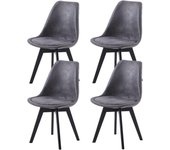 Pack de 4 Sillas de Comedor Sillas Cocina Nórdico con Asiento Tapizado y Las piernas de Madera de Haya Maciza, Blanco