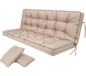 Cojines Blandos de Asiento y Respaldo para Tumbonas, Bancos de Jardín, Columpios de Patio, Suelo - Impermeables con Diseño Acolchado y Correas - 100 cm - Beige