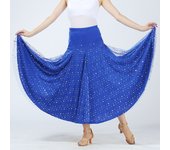 Falda de falda de baile moderno, falda de swing de baile de salón, falda de lentejuelas de baile cuadrado de vals