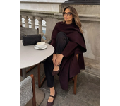 Elegant With Belt Black Long Coat For Women Oversize Woolen Double Button Lapel Overcoat Autumn New Lady High Street Outerwear