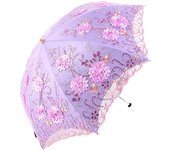 Honeystore Vintage Lace UV Sun Parasol Folding 3D Flower Embroidery Umbrella