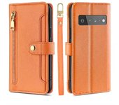 Magnético Multifuncional Moda Cremallera Funda de Cuero Solapa Pixel 6 Pro, Pixel 6A, Pixel 6, Cuerda Colgante Funda protectora