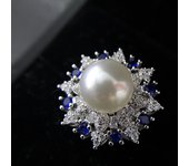 Vintage star pearl set gold-plated inlaid mother-of-pearl imitation emerald sunflower fashion pendant 14mm