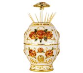 Egg Shaped European Style Toothpick Box Press Type Embossed Rose Pattern Floral Toothpick Holder Retro Automatic