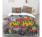Graffiti Hip Hop Modern Street Art Bedding Set Boys Girls Twin Queen Size Duvet Cover Pillowcase Bed Kids Adult bedding