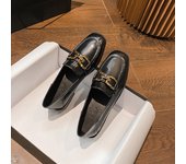 British Style Small Leather Shoes Women's Autumn And Winter All-Match Single-Layer Shoes Mid-Heel Loafers Square Peas Shoes Plus Size Women's Shoes 41 1 43