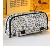 Kawaii Multi Layer Capybara Stationery Bag Pencil Cases Large Capacity Capibara Pencil Bag Canvas Cartoon Pen Pouch Stationery
