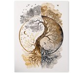Nordic Tree of Life Buddha Canvas Prints Modern Buddhist Lotus Tai Chi Yoga Wall Art Posters for Living Room Spiritual Decor