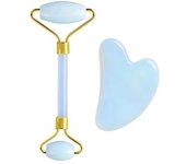 Fashion 2/3/4Pcs Natural Rose Quartz Obsidian Jade Roller Gua Sha Stone Set Gouache Scraper Facial Lifting Anti-Wrinkle Skin Care Tools