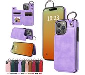 For IPhone 15 Pro Max 14 13 12 Case Higher Quality Leather Wallet Case with Card Holder Ring Shockproof Cover