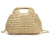Elegant Summer Weave Chain Straw Bag Boho Leisure Straw Shoulder Bag Beach Casual Bucket Handbag for Women