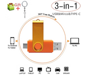 3IN1 OTG USB Flash Drives 128GB Micro&TYPE-C&USB 256GB 64GB 32GB Mini Memory high-capacity U Disk For smart phone