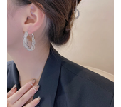 Delicate Leaf Ear Ring with Shiny CZ for Women Silver Color/Gold Color Fashion Hoop Earrings Fancy Girl Gift 2024 Jewelry Gifts