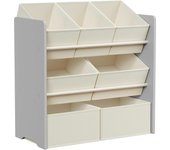 Estantería Infantil, Estantería para Juguetes, Estantería para Libros Infantil, con 7 Cajas de Tela no Tejida, Espaciosa, 29,5 x 62,5 x 60 cm, Gris