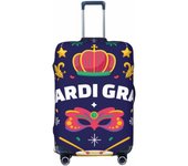 Happy Mardi Gras Luggage Cover Washable Elasticated Luggage Covers for Suitcase tsa Approved Stylish Dust and Scratch Resistant Luggage Case Protector for Kids and Adults