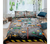 Construction Vehicles Boys Excavator Duvet Cover Yellow Tractor Truck Bedding Set for Teens Child Old Retro Car Theme Room Decor