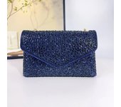 Bolso de noche brillante de diamantes de imitación, bolso de hombro azul de las señoras, embrague de Crossbody