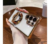 For Samsung S24Ultra mobile phone case magnetic A55 airbag electroplated transparent S23+ magnifying glass S22 protective case