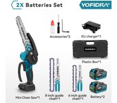 YOFIDRA 8&6 inch Brushless Electric Pruning Chainsaw Cordless Rechargeable Woodworking Saw Power Tool For 21V 18V Battery